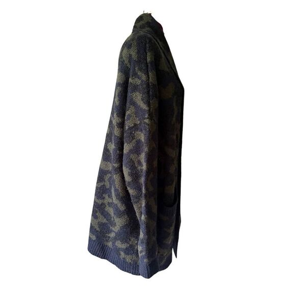Anthropologie Jensen Cardigan size L Green Blue Open Front Camo Open Front - Picture 12 of 12